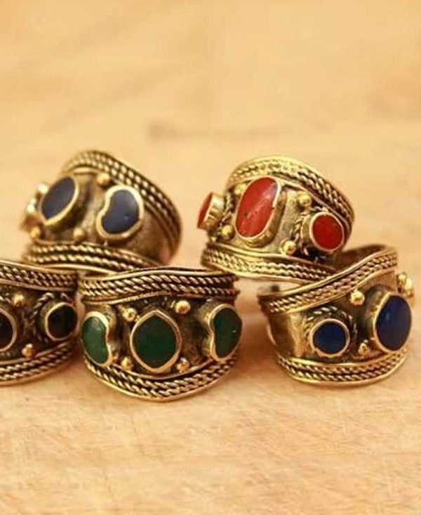 Antique Three Stone Afghani Ring