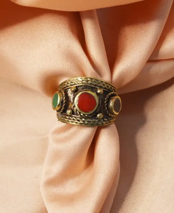 Antique Three Stone Afghani Ring